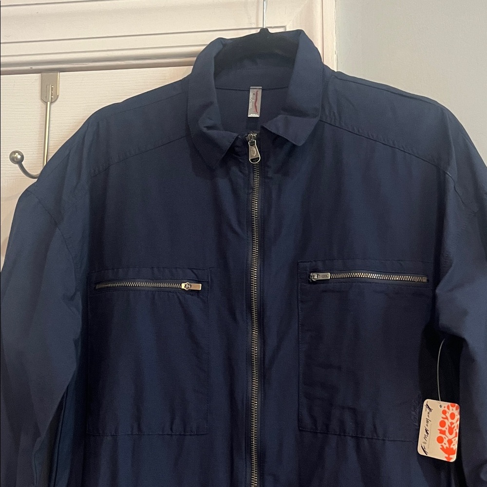 Free People FP Movement Mesmerize Me Coveralls Utility Jumpsuit Navy Small NWT - Picture 8 of 12